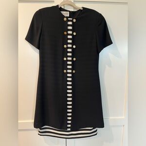 Vintage Evan Picone Yacht Club Dress Black and White Striped | 8